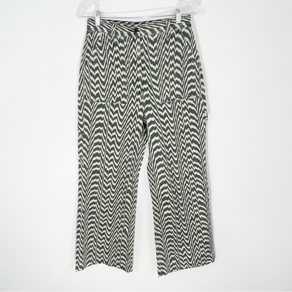Topshop Wavy Print Wide Leg Carpenter Jeans Size 8 - Picture 1 of 8